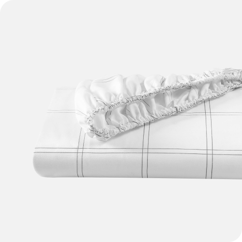 Bare Home Fitted Bottom Sheet - Premium 1800 Ultra-Soft Wrinkle Resistant Microfiber - Hypoallergenic - Deep Pocket - Modern Plaid - White/Grey, Queen