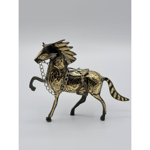ApexGlobal Carved Metal Horse Statue. Handcrafted Brass Horse Figurine. 19 cm x 5.5 cm. Unique Gift Idea. Home Décor