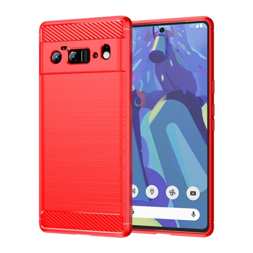 PANDACO Red Brushed Metal Case for Google Pixel 6a