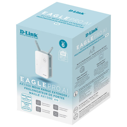 D-Link EAGLE PRO AI WiFi 6 AX1500 Mesh Range Extender - (E15) – D-Link  Systems, Inc