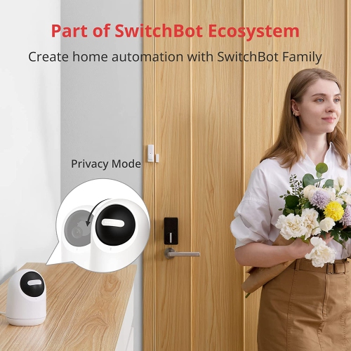 SwitchBot Pan/Tilt Cam 3MP | 2K Smart Indoor Security Camera, 360° Pan Tilt WiFi(2.4G) Motion Tracking, Night Vision, Two-Way Audio, Works with Alexa
