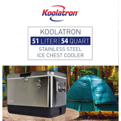 Koolatron Ice Chest Beverage Cooler with Bottle Opener, 51L (54 qt