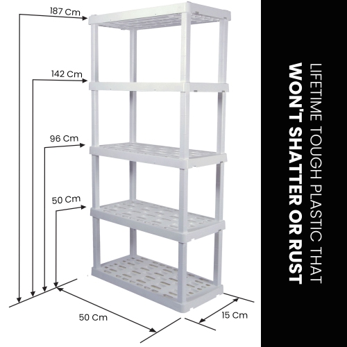 Oskar 5-Tier Storage Shelf, White
