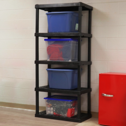 Oskar 5-Tier Storage Shelf, Interlocking Heavy Duty Shelving Unit, Holds 750 lbs, Black