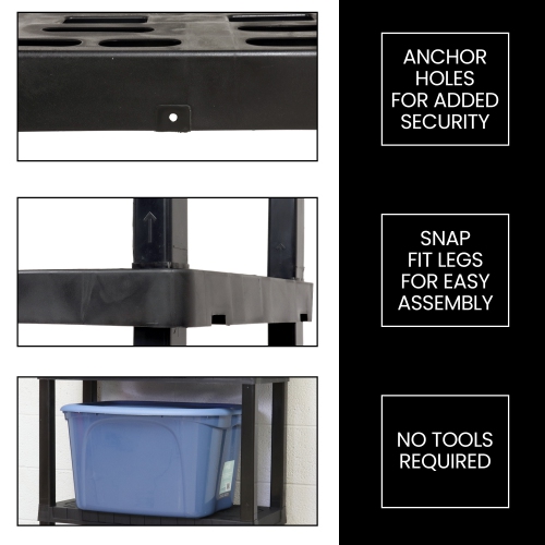 Oskar 5-Tier Storage Shelf, Interlocking Heavy Duty Shelving Unit, Holds 750 lbs, Black