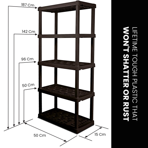 Oskar 5-Tier Storage Shelf, Interlocking Heavy Duty Shelving Unit, Holds 750 lbs, Black