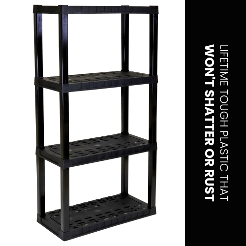 Oskar 4-Tier Storage Shelf, Heavy Duty Shelving Unit, Holds 400 lbs, Easy Assembly, Black