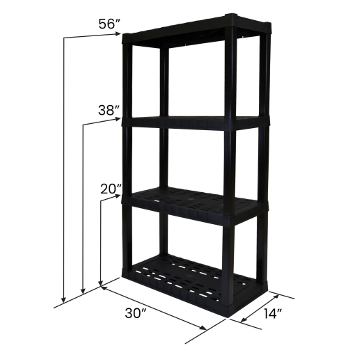 Oskar 4-Tier Storage Shelf, Heavy Duty Shelving Unit, Holds 400 lbs, Easy Assembly, Black