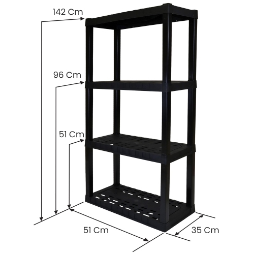 Oskar 4-Tier Storage Shelf, Heavy Duty Shelving Unit, Holds 400 lbs, Easy Assembly, Black