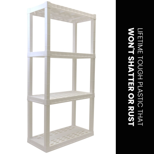 Oskar 4-Tier Storage Shelf, Heavy Duty Shelving Unit, Holds 400 lbs, Easy Assembly, White