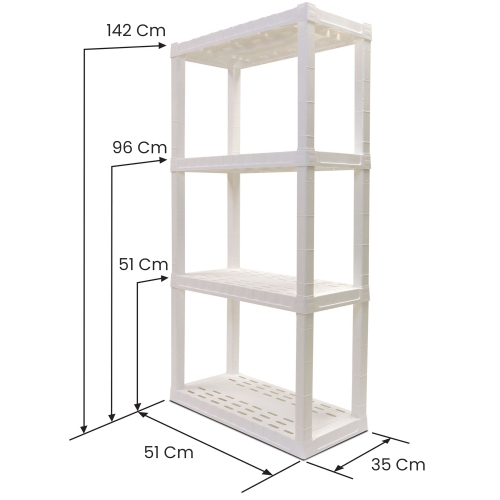 Oskar 4-Tier Storage Shelf, Heavy Duty Shelving Unit, Holds 400 lbs, Easy Assembly, White