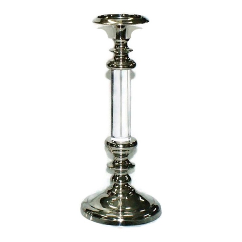 Jiallo 14.5" Lucille Stainless Steel Pillar/Taper Candle Holder in Silver