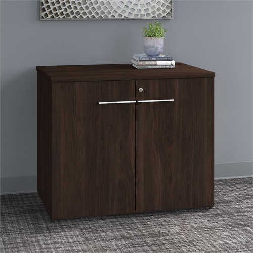 Office 500 36W Storage Cabinet with Doors in Black Walnut - Engineered Wood