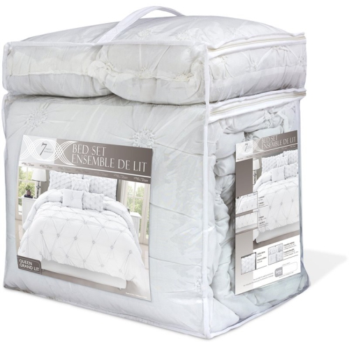 SAFDIE & CO. CANADA  Safdie & Co. 7-Piece Chateau Premium Microfiber King Comforter Set In In White