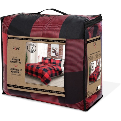 SAFDIE & CO. CANADA Safdie & Co. 3-Piece Polyester Buffalo Plaid King Comforter Set In Red Finish