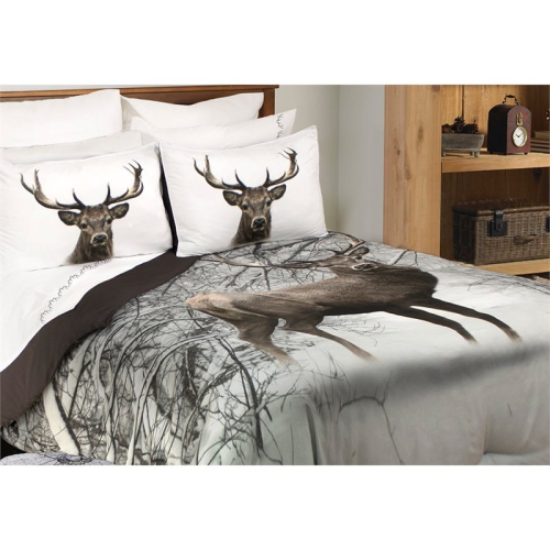 Safdie & Co. 3-piece Deer in Snowy Forest King Comforter Set in Multi-Color