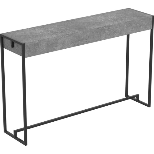 Safdie & Co. 47"L Console Table with Black Metal Legs in Dark Cement