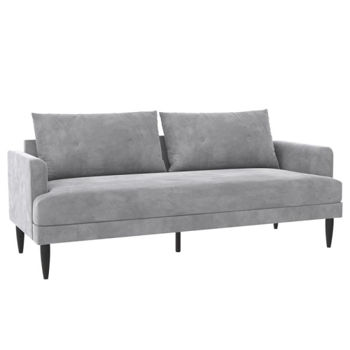 DOREL LIVING Novogratz Bailey Pillowback Sofa Mid-Century Modern In Light Gray Velvet