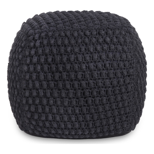 INSPIRED HOME DECOR Posh Living Luc 18X18" Square Hand-Knitted Modern Cotton Yarn Pouf In Black