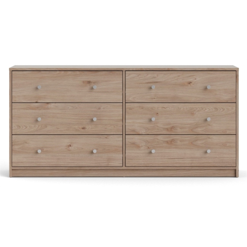 Tvilum Portland Contemporary 6 Drawer Double Dresser in Jackson Hickory