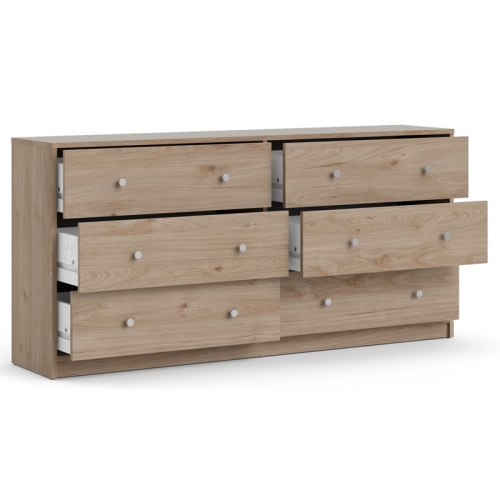 Tvilum Portland Contemporary 6 Drawer Double Dresser in Jackson Hickory
