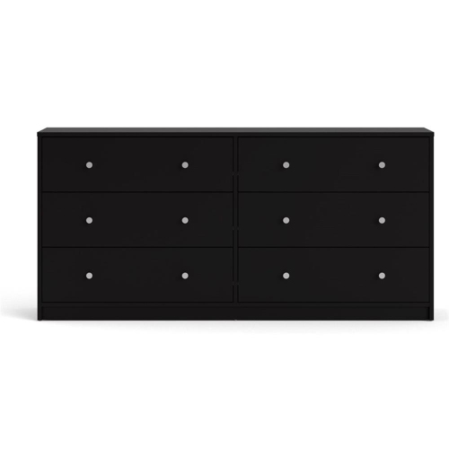 Tvilum Portland Contemporary 6 Drawer Double Dresser in Black