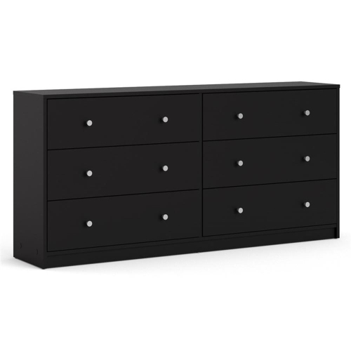 Tvilum Portland Contemporary 6 Drawer Double Dresser in Black