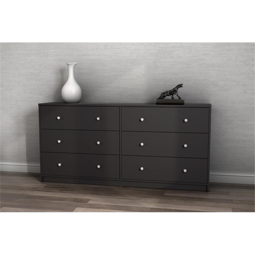 Tvilum Portland Contemporary 6 Drawer Double Dresser in Black