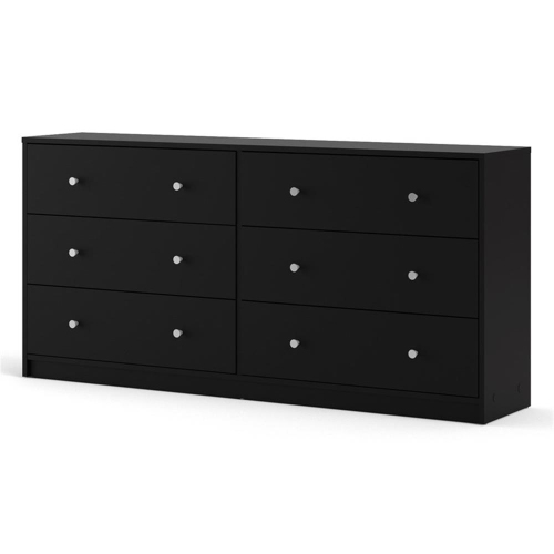 Tvilum Portland Contemporary 6 Drawer Double Dresser in Black