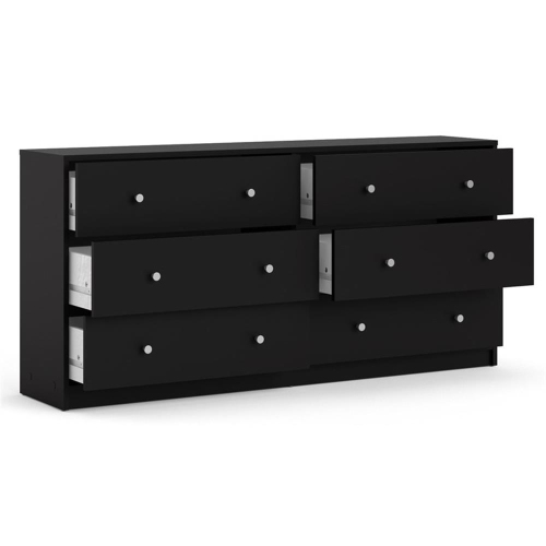 Tvilum Portland Contemporary 6 Drawer Double Dresser in Black