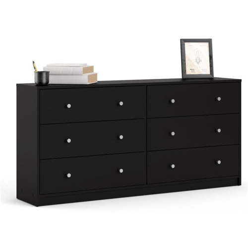 Tvilum Portland Contemporary 6 Drawer Double Dresser in Black