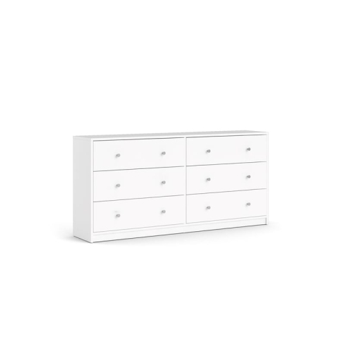 Tvilum Portland Contemporary 6 Drawer Double Dresser in White