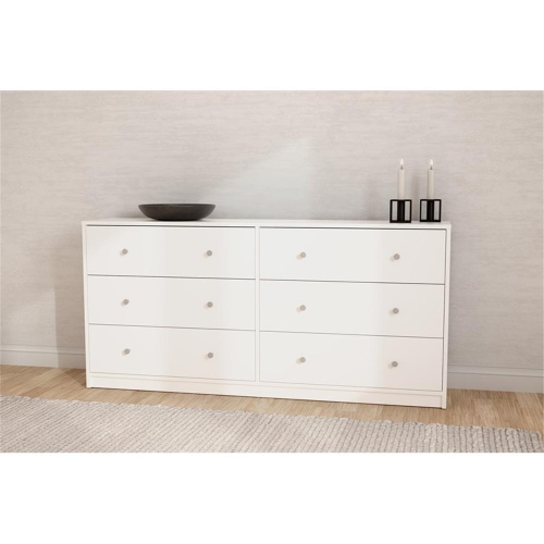 Tvilum Portland Contemporary 6 Drawer Double Dresser in White