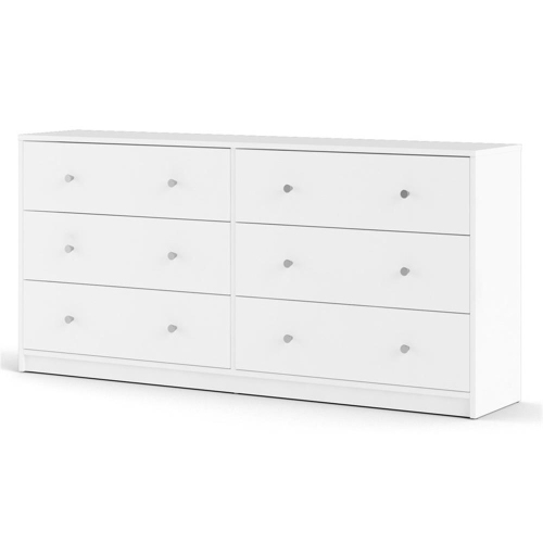Tvilum Portland Contemporary 6 Drawer Double Dresser in White