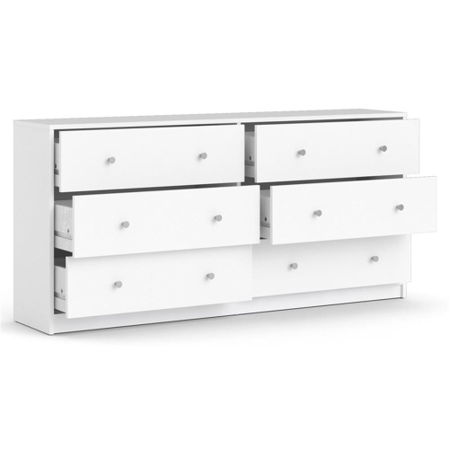Tvilum Portland Contemporary 6 Drawer Double Dresser in White