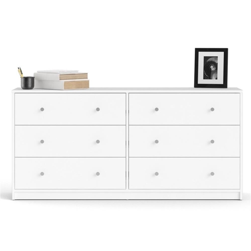 Tvilum Portland Contemporary 6 Drawer Double Dresser in White