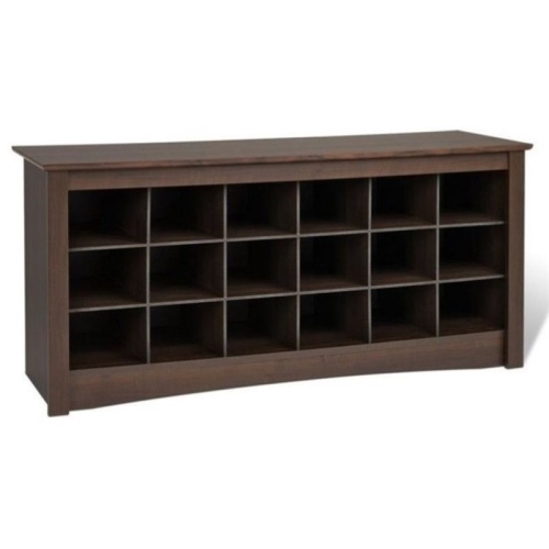 PEMBERLY ROW CANADA  18 Cubby Shoe Storage Bench In Rich Espresso