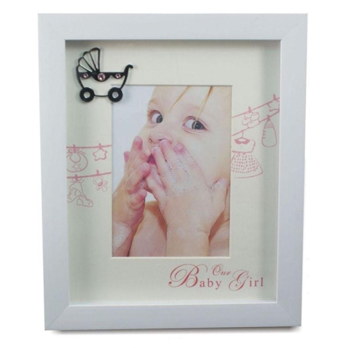 Cadre photo en métal moderne avec motif élégant « Jiallo It’s A Girl », blanc