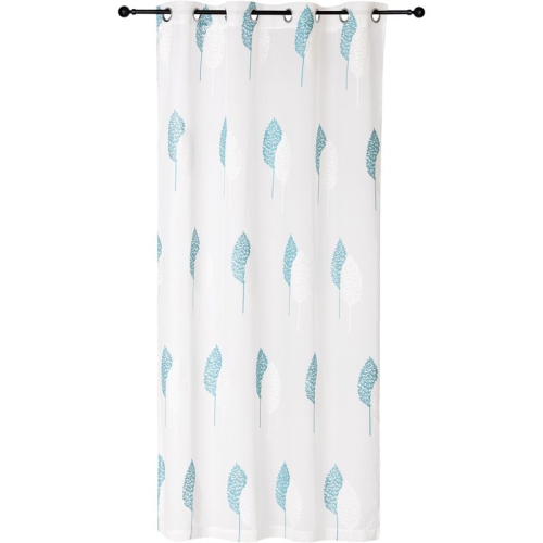 Safdie & Co. Curtain Panel Embroidered Double Leaf 84"L in Reef Water White