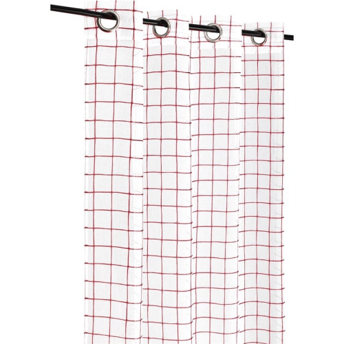 Safdie & Co. Wrinkle Free Curtain Sheer Check 84"L in Red