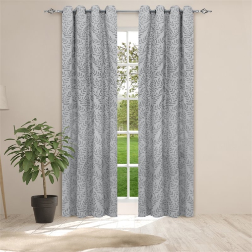 Safdie & Co. Wrinkle Free Curtain Jacquard Cassidy 84"L in Gray