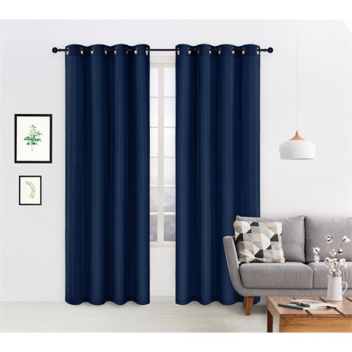 Safdie & Co. Wrinkle Free Curtain Jacquard Holli 84"L in Navy