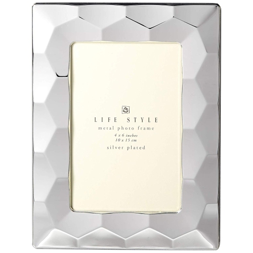 Cadre en acier inoxydable plaqué de 4 x 6 po avec bordure à prisme en argent Jiallo