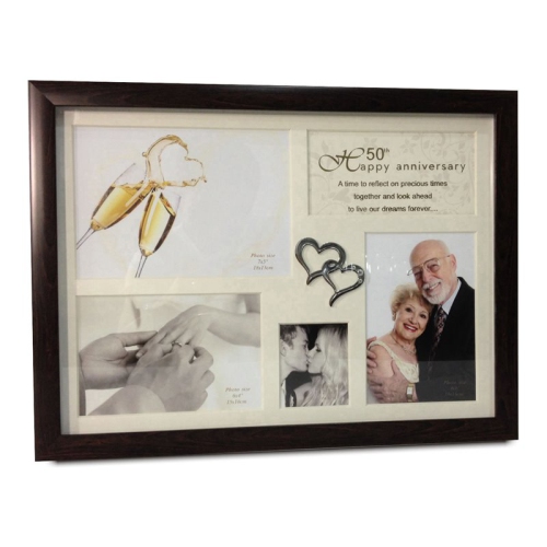 JIALLO CANADA  Jiallo 50Th Anniversary Collage Photo Frame With Double Heart Icon In In Brown