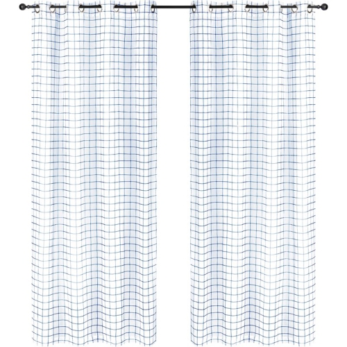 Safdie & Co. Wrinkle Free Curtain Sheer Check 84"L in Navy