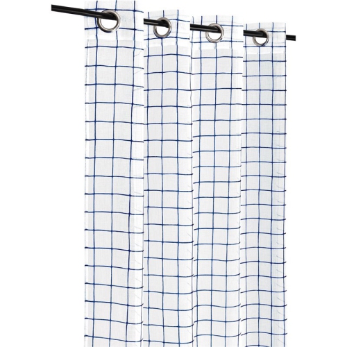 Safdie & Co. Wrinkle Free Curtain Sheer Check 84"L in Navy
