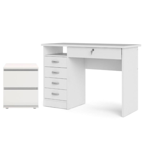 Tvilum Canada 2 Piece Set with 5 Drawer Writing Desk and 2 Drawer Nightstand