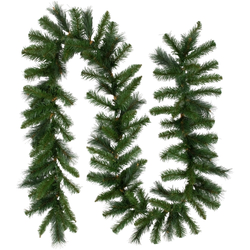 NORTHLIGHT  9' X 12" Mixed Beaver Pine Artificial Christmas Garland, Unlit In Green