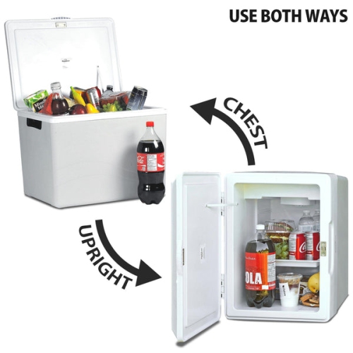 Koolatron Thermoelectric Iceless 12 V Cooler Warmer 36 qt, Electric Portable Car Cooler with DC Plug, Grey and White, for Travel Camping Fishing