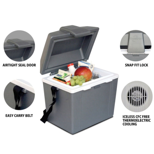 Koolatron Thermoelectric Iceless 12 Volt Cooler Warmer 9.8 qt, Electric Portable Car Cooler with DC Plug, Grey and White, for Travel Camping Fishing